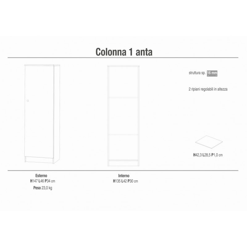 COLONNA a 1 ANTA BIANCO LISCIO