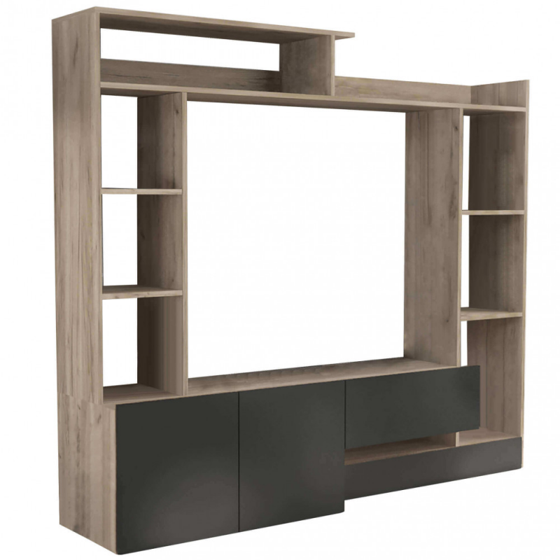 Parete soggiorno Entry antracite e olmo - Arredo casa moderno