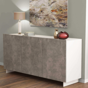 Zoom CREDENZA CARLILE BIANCO E GRIGIO EFFETTO CEMENTO