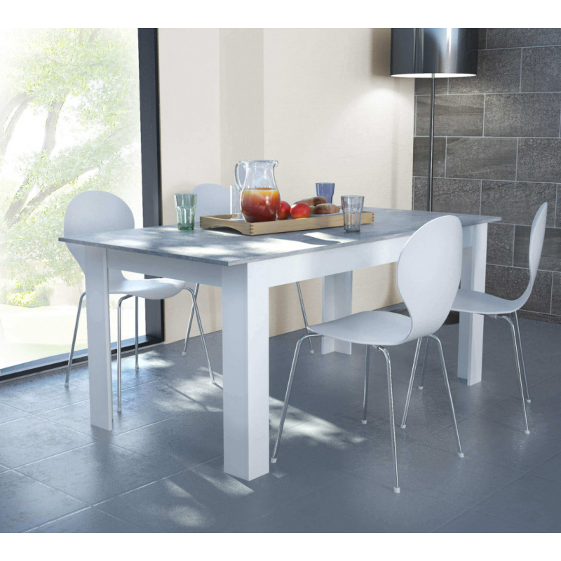 Tavolo Gemma bianco e grigio cemento moderno per cucina casa