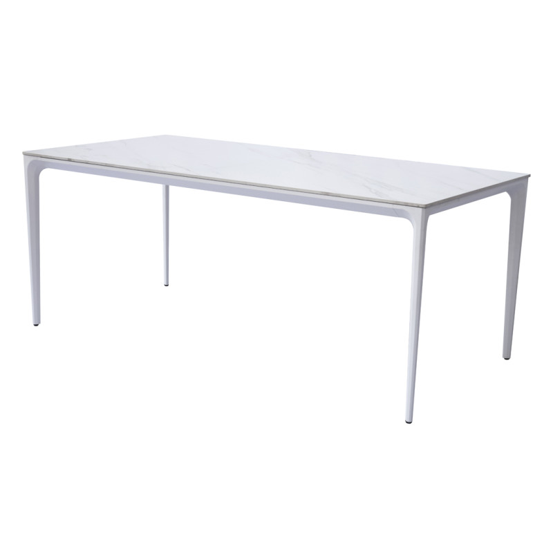 Tavolo Alghero 180x90 Alluminio Bianco Piano Gress Marmo Moia