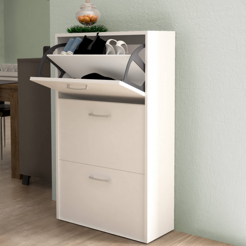 Scarpiera Molly 3 ante ribalta bianco moderna salvaspazio casa