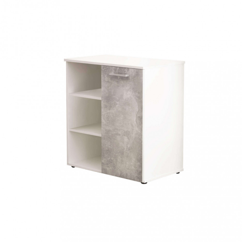 Mobiletto Mark 1 anta 3 mensole bianco cemento chiaro moderno