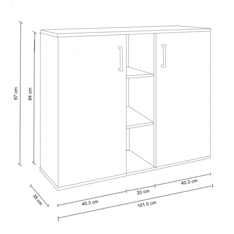 Mobiletto Frank 2 ante 3 mensole bianco rovere chiaro moderno