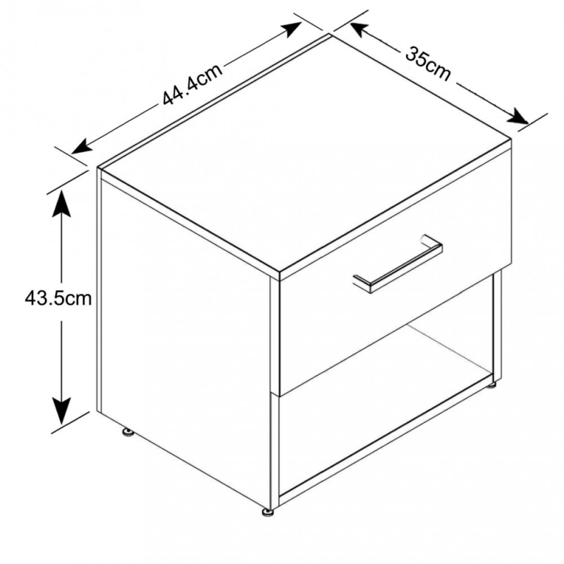 Comodino Nightstand grigio e olmo moderno compatto elegante