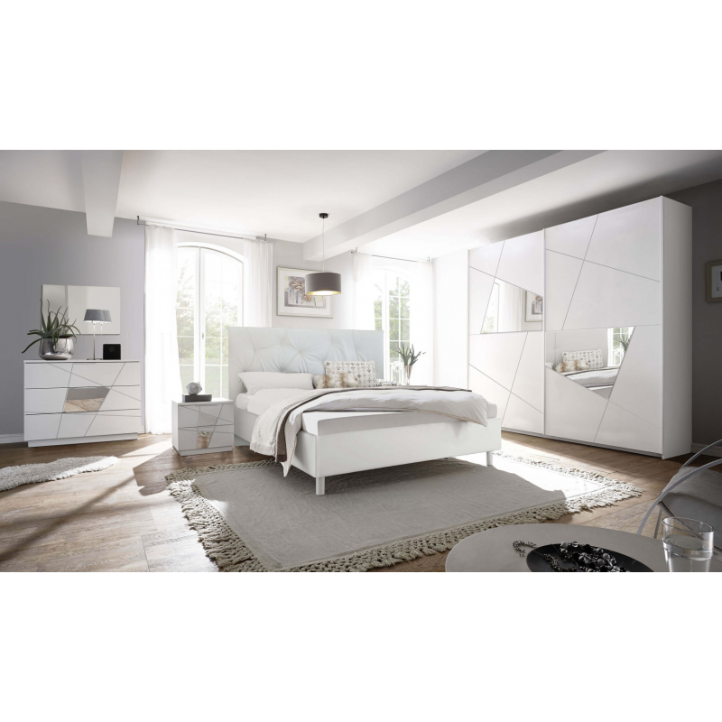 LETTO IMBOTTITO 160X200 BIANCO LEONARDO