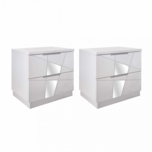 COPPIA COMODINI 2 CASSETTI BIANCO FRASSINATO LEONARDO