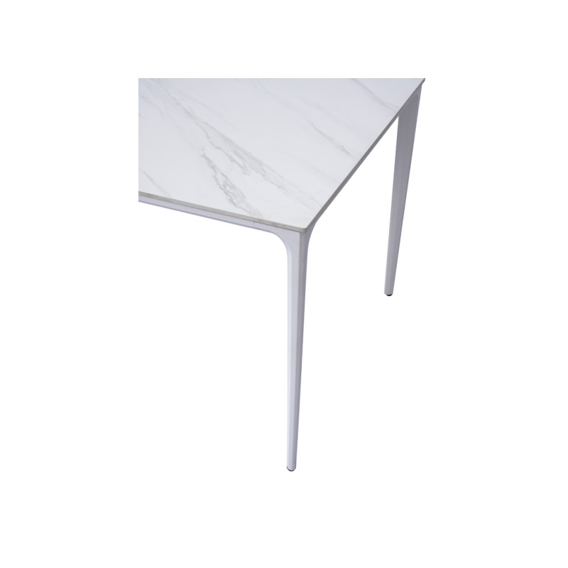 Tavolo Alghero 180x90 Alluminio Bianco Piano Gress Marmo Moia