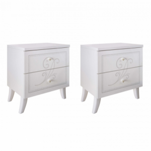 COPPIA COMODINI 2 CASSETTI BIANCO FRASSINATO ALESSANDRO