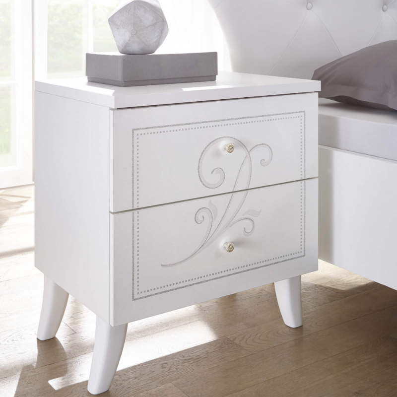 COPPIA COMODINI 2 CASSETTI BIANCO FRASSINATO ALESSANDRO