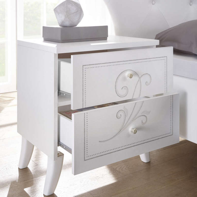 COPPIA COMODINI 2 CASSETTI BIANCO FRASSINATO ALESSANDRO