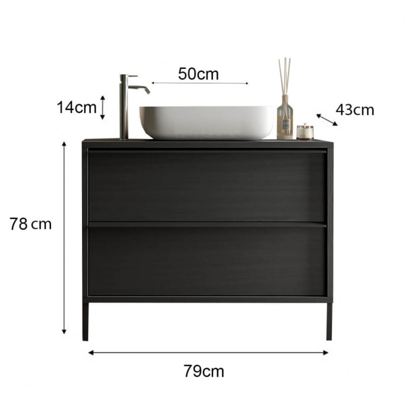 BAGNO A TERRA CM 92 NERO BRUCIATO FRANCESCO