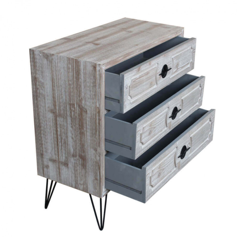 MOBILETTO 3 CASSETTI CON GAMBE IN FERRO