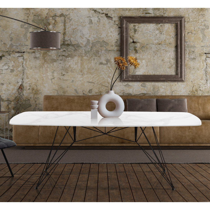 Tavolo / Scrivania Spillo White Marble 189 X 100 X H11 Cm