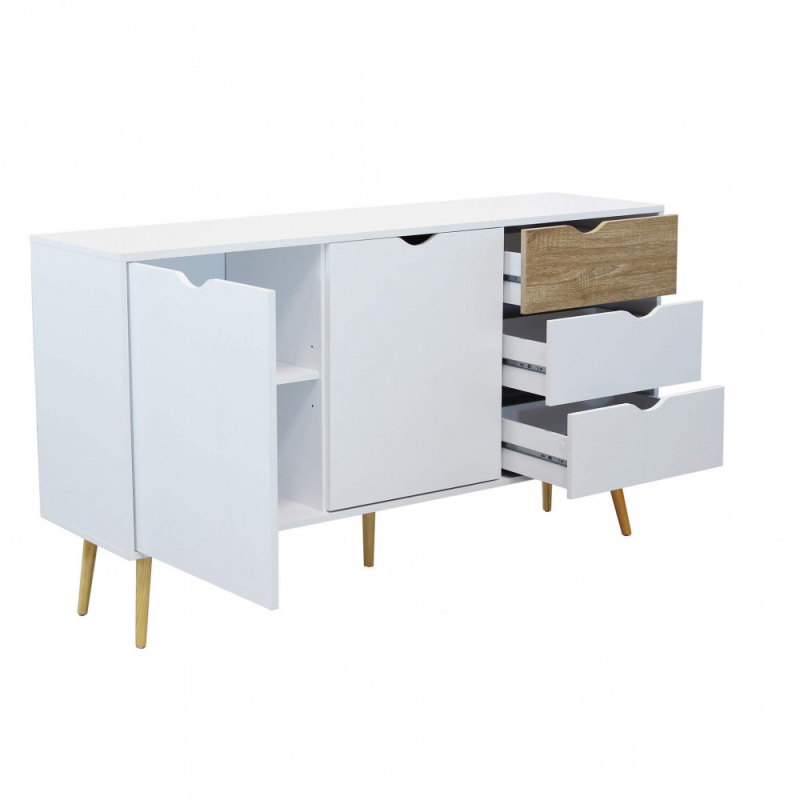 Mobile Bradley Cosma legno bianco marrone L147×P39×H82 cm 2 ante 3 cassetti — levantshop.live