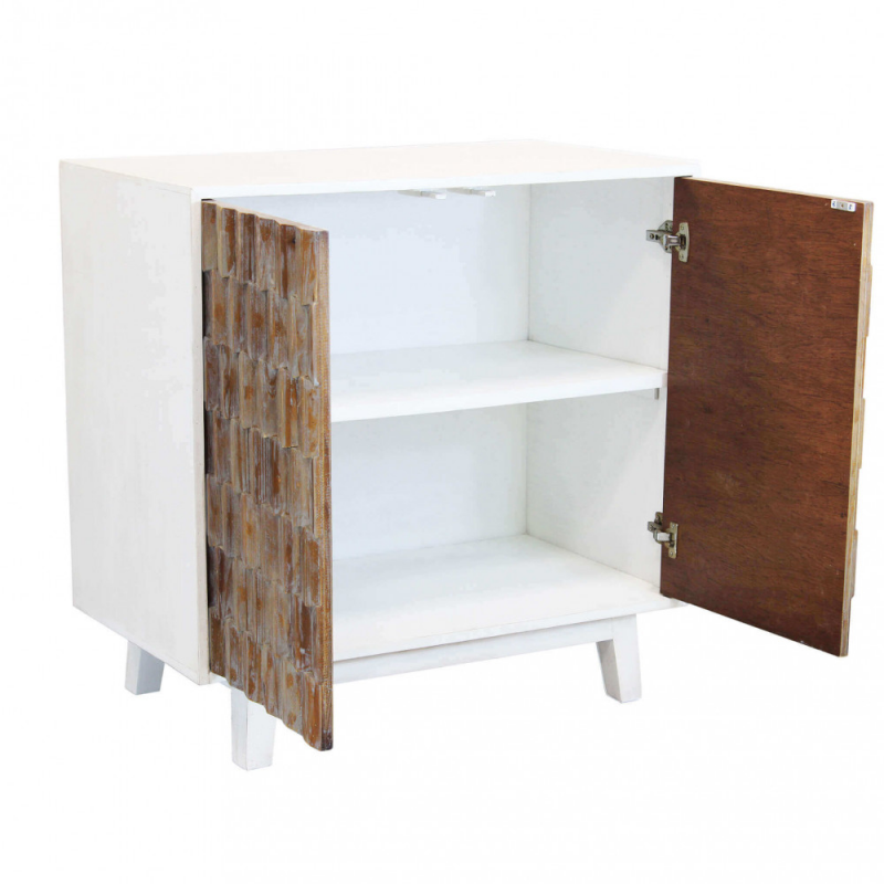 Mobile Angus bianco marrone compatto moderno per cucina soggiorno