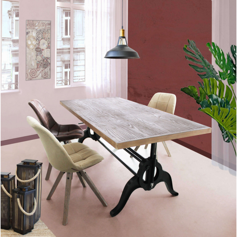 Tavolo Boyce bianco marrone moderno per soggiorno cucina casa