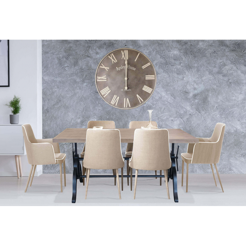 Tavolo Boyce bianco marrone moderno per soggiorno cucina casa