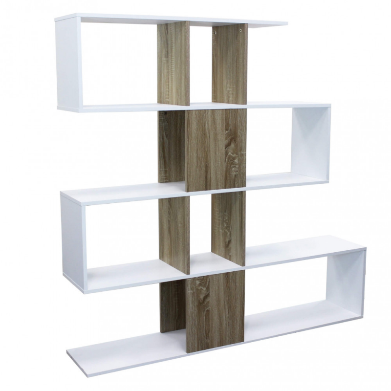 Libreria Adrianne bianca naturale moderna per soggiorno studio casa