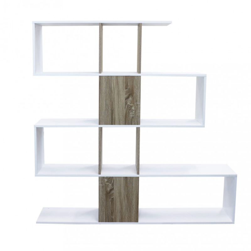 Libreria Adrianne bianca naturale moderna per soggiorno studio casa