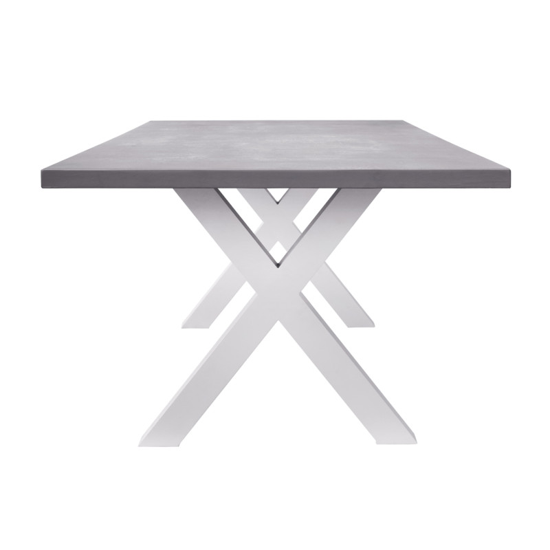 Tavolo Amantea 220x100 Alluminio Bianco Piano Resina Grigio Moia