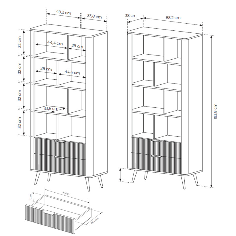 Libreria Gretha Black 9 X 185 X 47 Cm