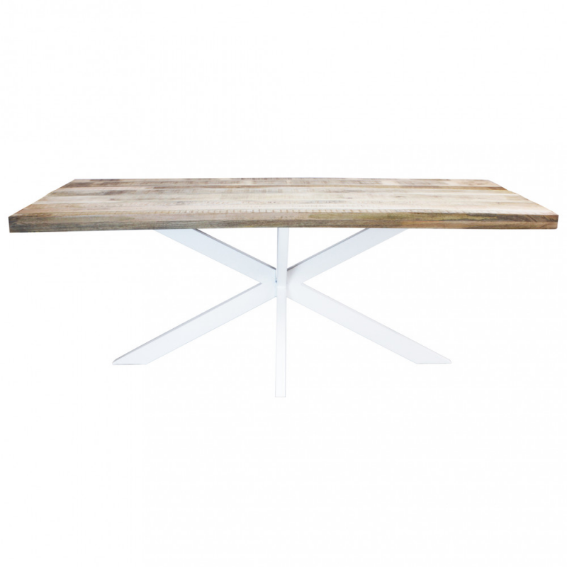 Tavolo Corey 200x100 bianco moderno fisso legno per soggiorno casa