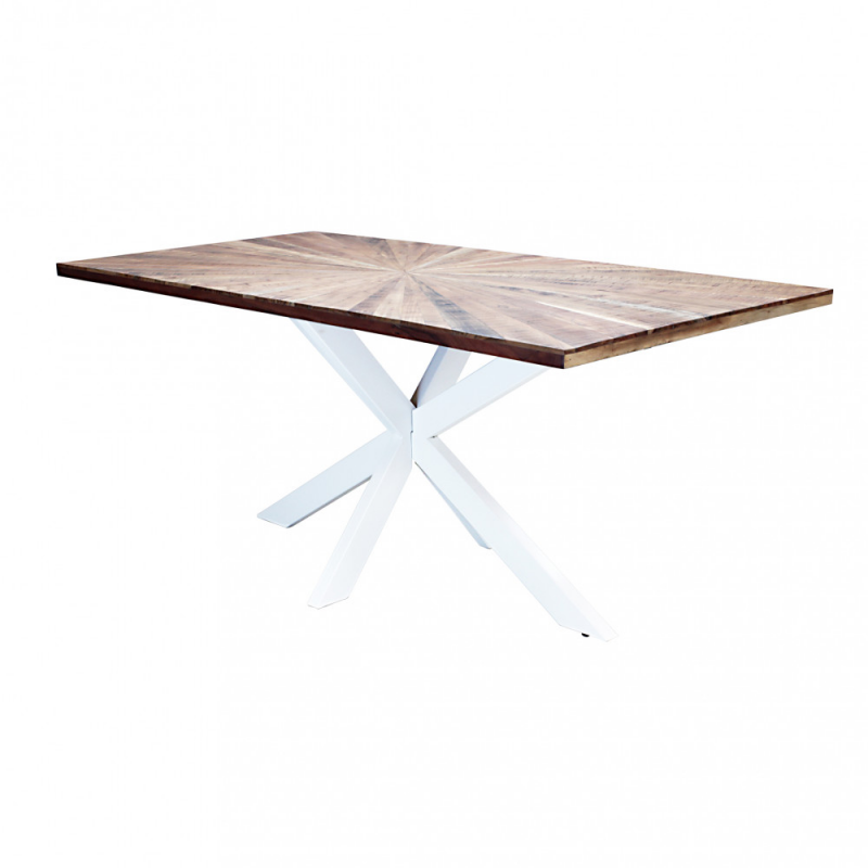 Tavolo Dannie 180x90 bianco moderno fisso legno per soggiorno casa