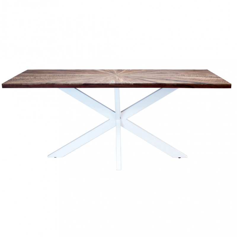 Tavolo Dannie 180x90 bianco moderno fisso legno per soggiorno casa