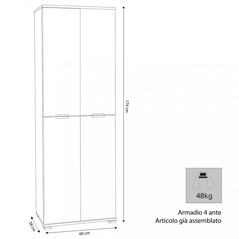 ARMADIO 4 ANTE NATURA