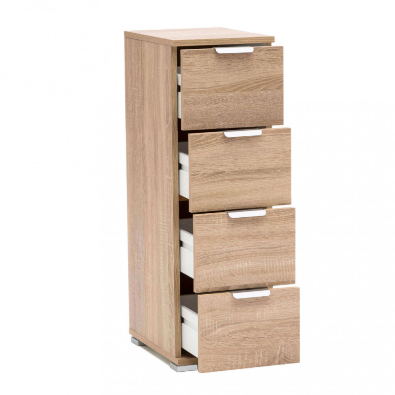 Cassettiera 4 cassetti naturale compatta elegante per casa