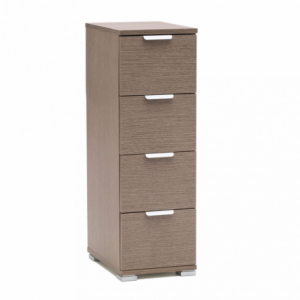 Cassettiera 4 cassetti rovere grigio compatta elegante per casa