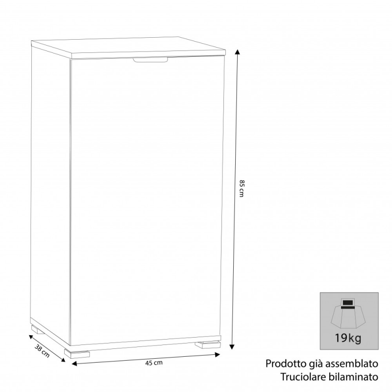 Mobiletto 1 anta naturale compatto pratico elegante per casa
