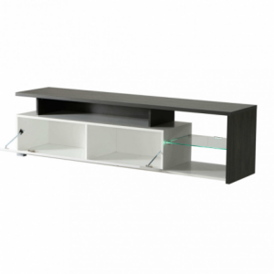 Zoom PORTATV ARCTIC BIANCO, LEGNO NERO E BIANCO GLOSS
