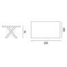 Tavolo Amantea 220x100 Alluminio Bianco Piano Resina Grigio Moia