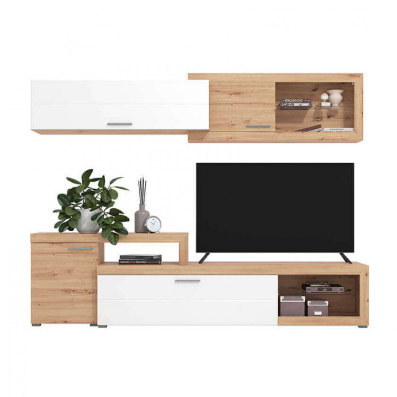 SOGGIORNO KANAS ROVERE ARTIGIANO E BIANCO LACCATO SUPER