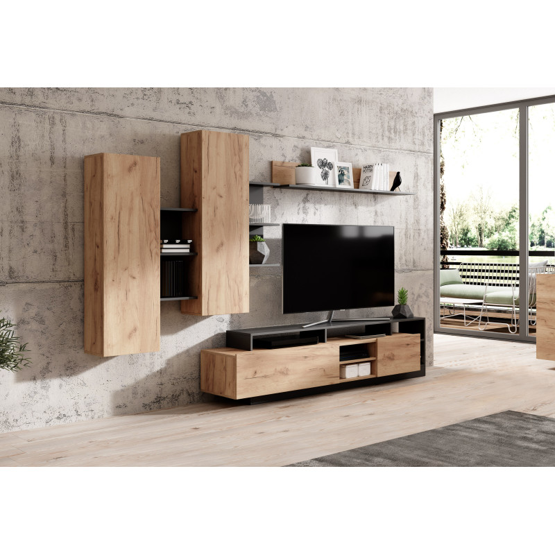 Parete Soggiorno Kely Anthracite 11,5 X 46,5 H177 Cm