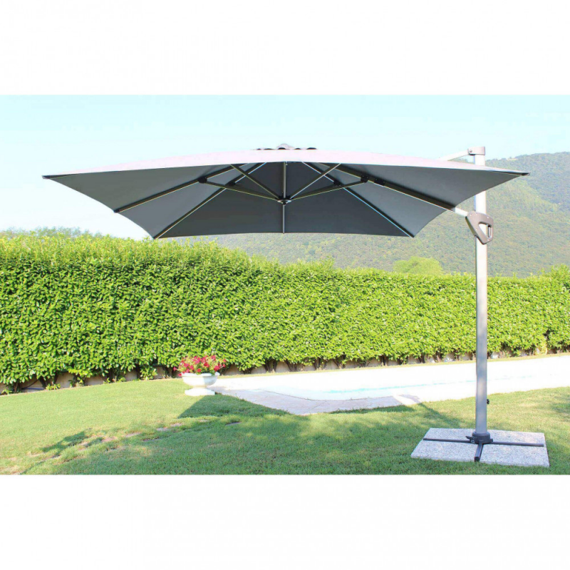 Ombrellone Darwin grigio palo laterale 3x4 m robusto e moderno