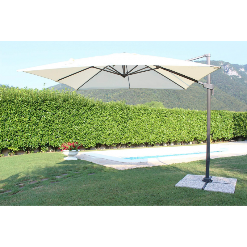Ombrellone Newton Nero 3x3 palo laterale telo ecru giardino