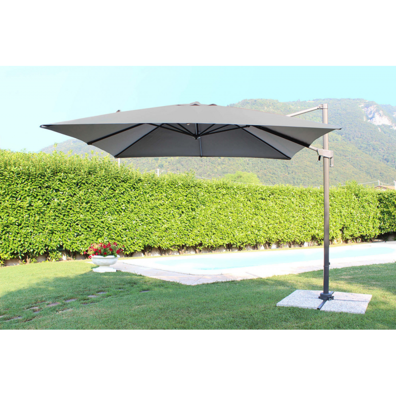 Ombrellone Newton nero 3x3 palo laterale telo grigio