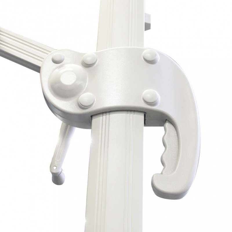 Ombrellone Saturno bianco palo laterale 3x4 telo tortora elegante