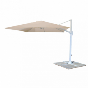 Ombrellone Saturno Bianco 3x3 palo laterale telo tortora