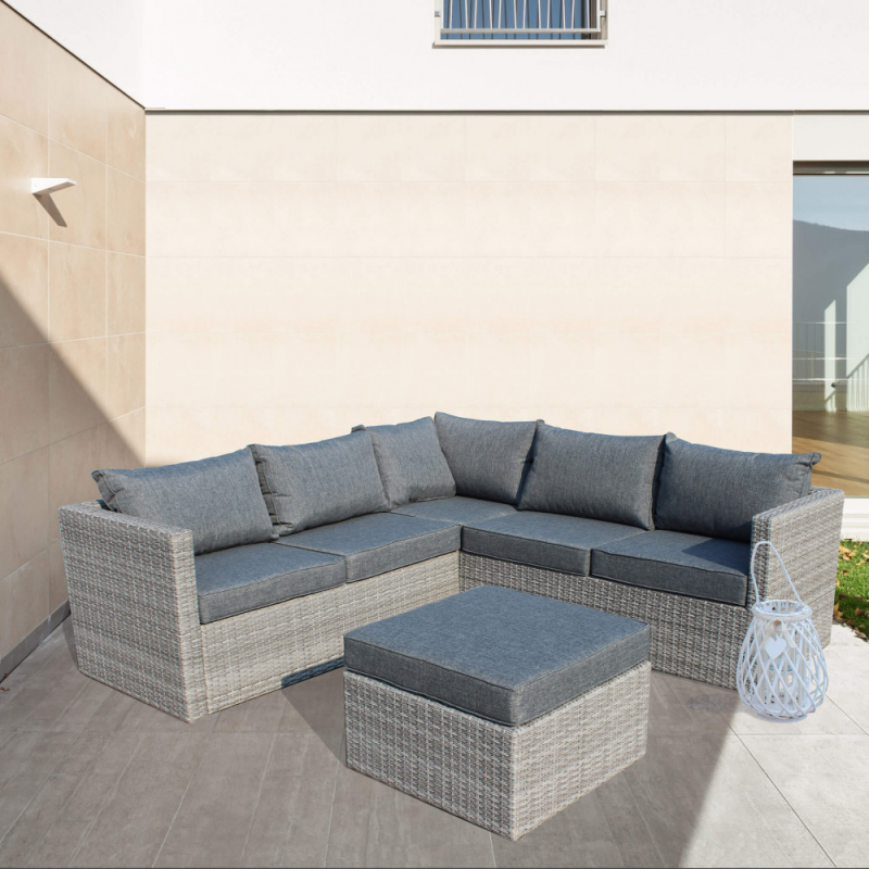 Salotto angolare Argentina polyrattan con cuscini elegante outdoor