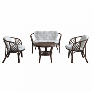 Salotto Bahamas 2 posti con cuscini marrone in polyrattan