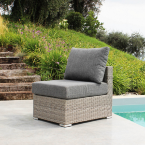 Set 2 Poltrone Centrale Copacabana Wicker Grigio Giardino