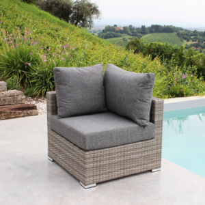 Set 3 Poltrone Angolare Copacabana Wicker Grigio Giardino