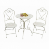 Set 3 Bistro Jeanette bianco antico tavolo e 2 sedie giardino