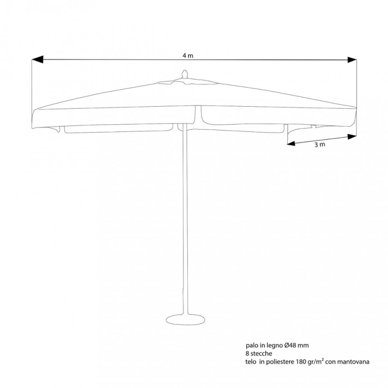 Ombrellone Fantasy palo centrale 3x4 m giardino elegante