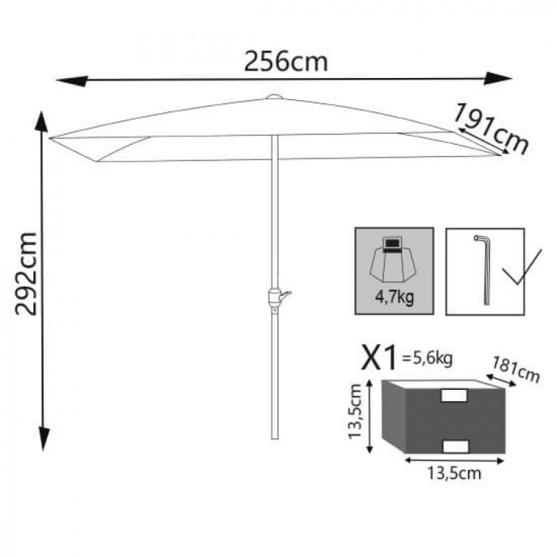 Ombrellone Poly Eco 2x3 palo centrale rettangolare giardino