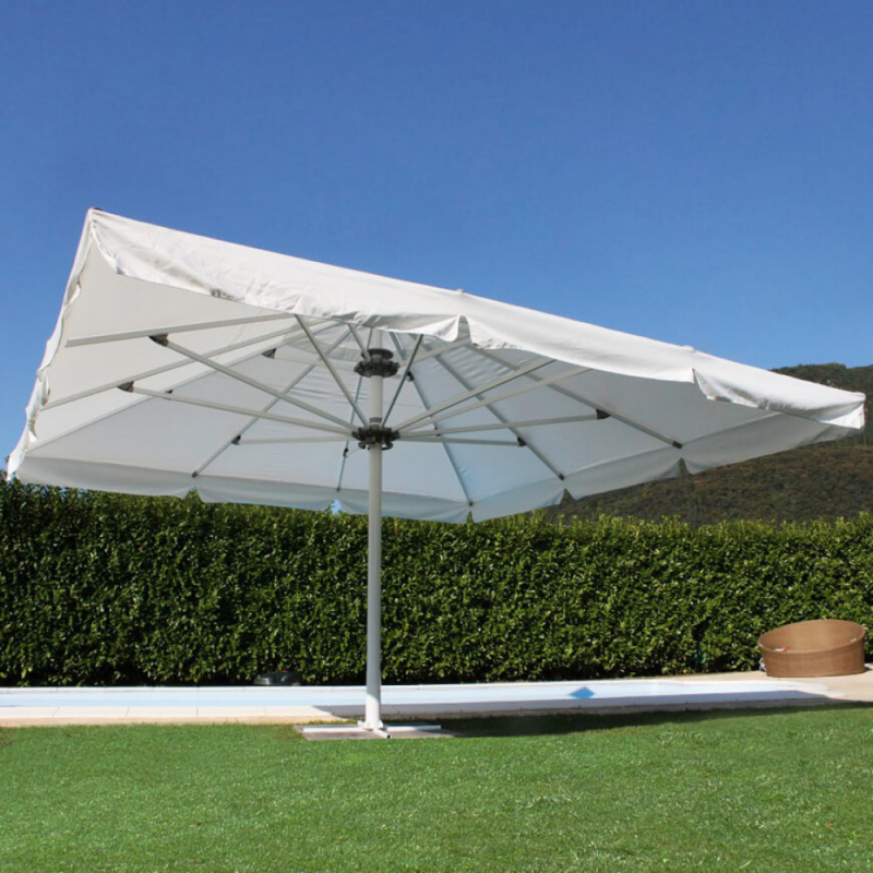 Ombrellone Giove palo centrale bianco 5x5m per giardino